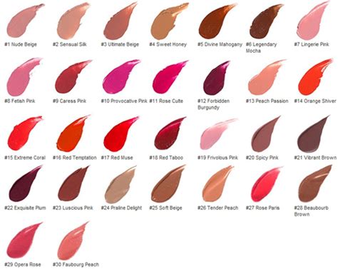 YSL lip gloss color chart